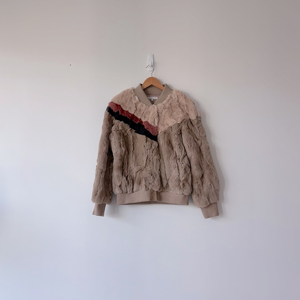 Heartloom Meg Rabbit Fur Bomber Jacket